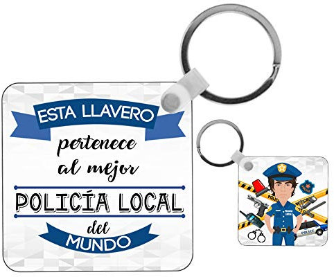 Kembilove Llavero Personalizado Policía Local – Este Llavero Pertenece al Mejor Policía Local del Mundo – Regalos Originales para Profesiones – Regalos Personalizados
