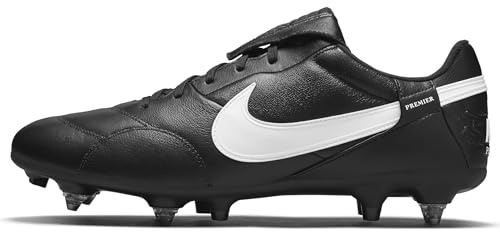 Nike The Premier 3 SG-Pro Anti-Clog Traction Soft-Ground Soccer Cleats for Men, Black White, 9.5 UK