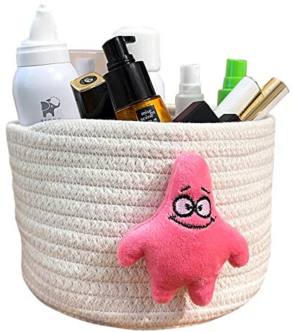 Cesto portaoggetti in corda di cotone,Organizer cestini portaoggetti,Perfetti per riporre oggetti di piccole dimensioni,Per riporre la casa e riporre i cosmetici (White)