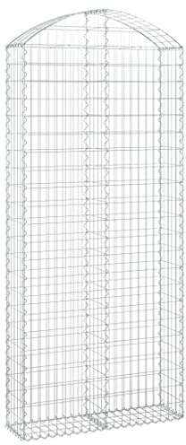 vidaXL Gabione mit Hochbogen 100x30x220/240 cm Verzinktes Eisen