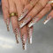 VEBONNY Demi léopard longs faux ongles à pointes françaises Press on Nails 24 pièces acrylique brillant couverture complète tendance bâton on faux ongles Variation pack