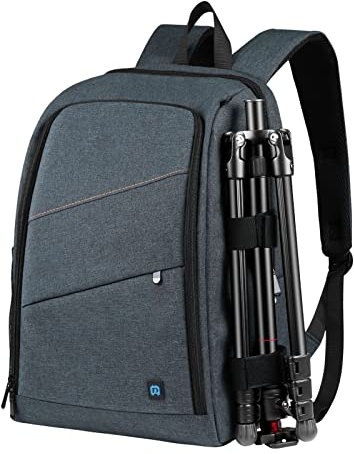 König Design Kamerarucksack Rolltop Fotorucksack Wasserdicht Robuste Rucksack für Spiegelreflexkamera Canon Nikon Sony Fujifilm Olympus und 15,6 Zoll Laptop (Grau)