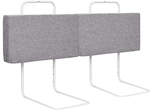 Yakimz 2X Bettgitter für Kinder 60 * 28cm, Bettschutzgitter 5-Loch Höhenverstellbar, Rausfallschutz Bett, Kinderbettgitter, Babybettgitter Sicher, Einfach zu Montieren, Grau