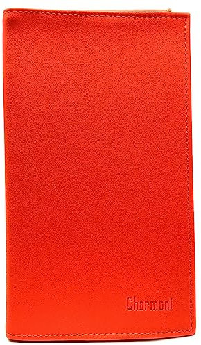 Charmoni - Etui Porte chéquier Porte Carte crédit pièce d'identité (A07 Orange)