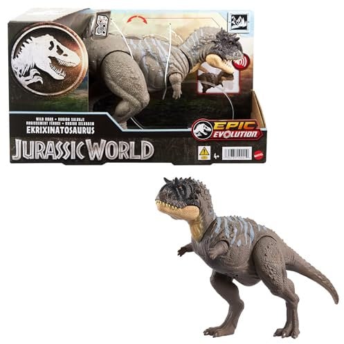Mattel JURASSIC WORLD Wild Roar Ekrixinatosaurus - DSpielzeug mit Angriffbewegung-Bewegung und Brüllgeräusch, kompatibel mit Jurassic World Play-App, für Kinder ab 4 Jahren, HTK70