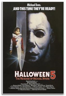 VZRSQZK Filmposter Halloween V Michael Myers 'Rache, dekoratives Gemälde, Leinwand-Wandposter und Kunstdruck, modernes Familienschlafzimmer-Dekor-Poster, 20 x 30 cm