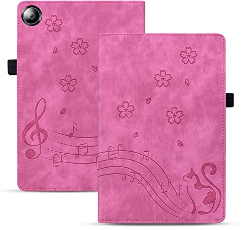 TEDTIKJT Funda para Tableta Samsung Galaxy Tab A8 10,5 2021 (SM-X200/X205/X207) Carcasa Cuero PU Flip Cover con Ranura Tarjetas y Función de Soporte Carcasa para Galaxy Tab A8 10,5,Rosa Oscuro Gato