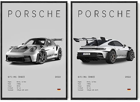 Auto-Poster, moderne Leinwand-Wandkunst für Männer und Jungen, Raumdekoration, Schwarz-Weiß, Sportauto-Kunstposter, Drucke, Schlafzimmer, Wohnzimmer, Ästhetik, Dekoration (Grau 01, ungerahmt, 30,5 x