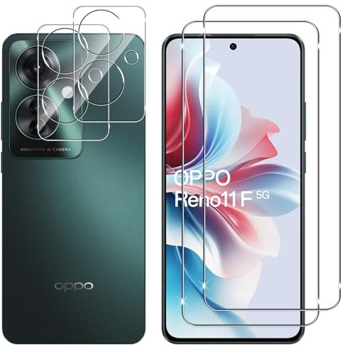 Lutree para OPPO Reno11 F 5G/Reno 11 F 5G/Reno 11F 5G Cristal Templado, 2+2 Piezas Protector de Pantalla + Protector de Lente de Cámara, 9H HD Anti-Arañazos Vidrio Templado Película Protectora