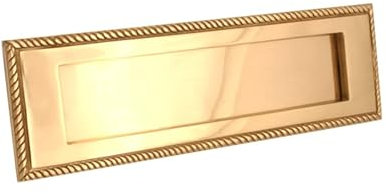 Infinity Decor Georgian Style 10” Solid Brass Sprung Letter Box Postal Plate for Front Doors (Polished Brass)