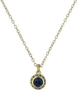 Ted Baker Soltell Solitaire Sparkle Crystal Necklace For Women (Gold/Dark Blue Crystal)