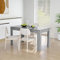 PIXZSSI Tavolo da pranzo grigio cemento, materiale in legno, 140 x 74,5 x 76 cm, resistente all'umidità, materiale tavolo da pranzo, pratico tavolo da cucina offre spazio per cibo e bevande