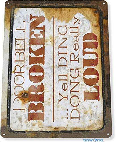 Biopracess TIN SIGN Doorbell Broken Cottage Farm Rustic Metal Dé Metal Tin Sign 8x12 Inches