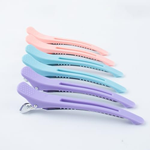 MUNSKT Lot de 6 pinces à cheveux antidérapantes et sans plis avec bande en silicone, pinces à cheveux colorées, pinces à cheveux pour salon de coiffure, femme, homme