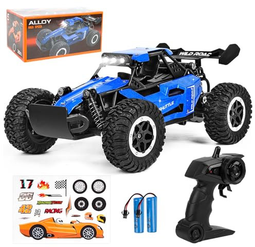 Joellfuner Coche Teledirigido para Niños, 2.4Ghz 1:16 RC Coche con Luces, 2WD 20KM/H Offroad Monster RC Truck, 40m Coche Radiocontrol Juguete, Regalos adecuados para niños a Partir de 3 años (Azul)