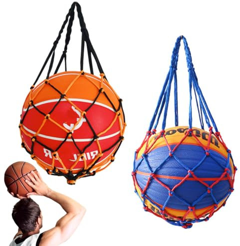 SULIUDAJI 2 Pezzi Sacchi a Rete per Palloni, Borsa da Calcio in Rete, Borsa Impermeabile per Basket, Calcio, Pallone da Rugby, Pallavolo