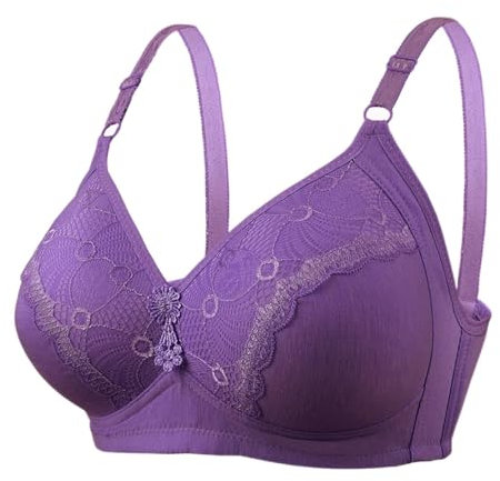 Generico Reggiseno con Ferretto Imbottito Seno in Silicone Reggiseno Sexy da Donna di Grandi Dimensioni, Seno Grande, Senza Anello in Acciaio, Sottile e Reggiseno Fascia Imbottito (Purple, 48.00)