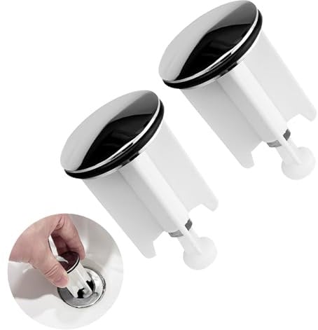 Gvolatee 2 Piezas Tapon Fregadero Cocina, Tapón de Lavabo Regulable, Tapones de Desagüe de Fregadero Universal, 40mm Tapón de Baño, Tapón Excéntrico Ajustable, para Desagüe de Lavabo, Cocina, Baño