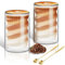 Double Latte Macchiato Tasse à café 400ml Set（2 tasses avec 2 cuillères）Verre borosilicaté transparent haute température pour cappuccino, thé matcha，le lait