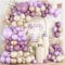 Dusty Purple Balloon Arch Kit,Boho Balloon Garland with Purple Metallic Champagne Gold White Sand Balloons for Girl Baby Shower Engagement Bridal Birthday Wedding Party Decoration