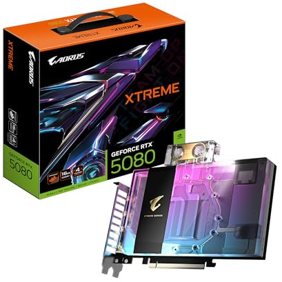 Gigabyte AORUS GeForce RTX 5080 Xtreme WATERFORCE WB 16G Grafikkarte - 16GB GDDR7, 256 Bit, PCI-E 5.0, 2805MHz Core Clock, 3 x DP 2.1a, 1 x HDMI 2.1b, NVIDIA DLSS 4, GV-N5080AORUSX WB-16GD