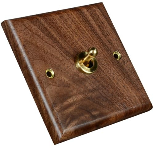 HiyyFloy Massivholz-Panel-Schalter, Wandleuchte, Retro-kippschalter, Holzmaserung, Elektrischer Schalter, Steckdose 1-Schalter