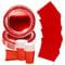 52P Metallic Red Tableware Set for Her,Girl,Women,Red Foil Paper Plates Solid Color RedPaper Cups and Napkin,Sparkling Foils Christmas Dinnerware Sets Cutlery for Xmas,Birthday,Wedding Party Tableware