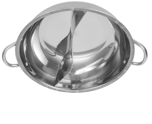 Niceminiwall Pentola divisa in acciaio inox, pentola calda con divisore, pentola a doppio sapore, per piano cottura a induzione (30 cm)