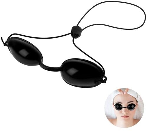 LOPHE Gafas de Bronceado de Seguridad, 1 Pieza Fototerapia Gafa de Sol de Belleza, Ajustables, Anteojos Rayos UVA para Tomar El Sol, Protector Ocular UV Light Protectores (Negro)
