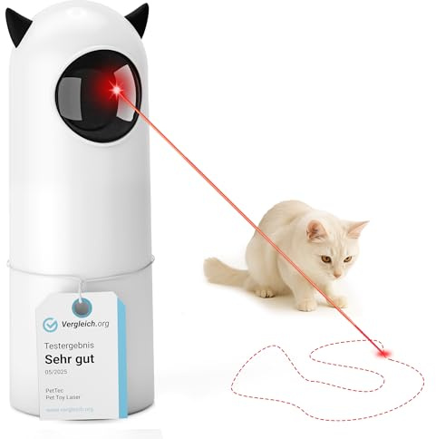 PetTec® Katzen Laserpointer Automatisch [24/7 Katzen BESCHÄFTIGUNG] - Interaktives Katzenspielzeug elektrisch - Interactive Cat Toy - Laser Pointer Kätzchen