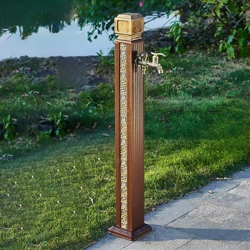 Snaweo Columna de Agua para jardín con Poste Retro, Vertical, anticongelante, con Soporte para Manguera, de latón, para Lavado y riego de Autos.(Brass A)