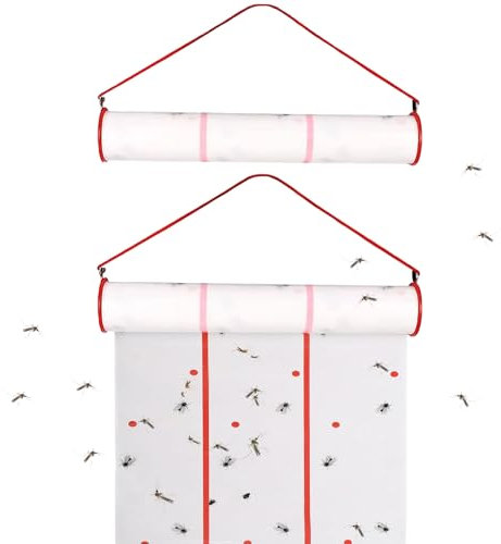 SHITOOMFE Ruban volée, 2pcs 13, 12ft Roule à Mouche Collante, Ruban Horizontal ou Vertical, Rouleau de piège Suspendu pour extérieur/intérieur, Serre, écuries, Jardin, Papier