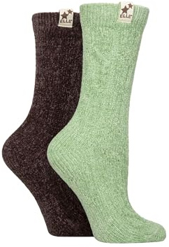 Elle Women's Chenile Boot Socks - Soft and Cosy Cable Knit in a Multipack of 2 for Walking, Hiking and the Outdoors Size 4-8