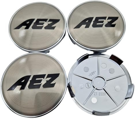 4X AEZ Nabendeckel 68 mm / 65 mm (AZE), ZT2220 Felgendeckel Nabenkappe Radnabenkappe, Silber Alu gebürtset, Original Felgenkappe