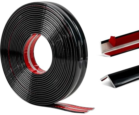 Moulure Murale, Profil en PVC pour Finition Murale et Coin, Cornière Souple Adhésive,Baguette d'angle Autocollante,pour Plans de Travail,Carrelage,Protection Angle Mur,Meubles (Noir,3cm×2m)