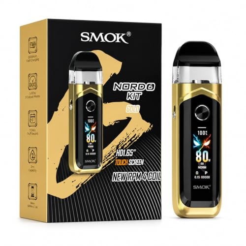 SMOK Nord 6 Pod Kit 80W [Gold] | Vape Device with 3800mAh Built-In Battery & OLED Screen, 3 Power Modes, Next-Gen RPM 4 Mesh Coils, No Nicotine No Liquid