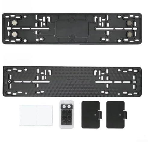Car Number Plate Holder for European Plates Black Mounting Frame with Screws Fits UK Reg 520x110mm Fitment(4 magnets)