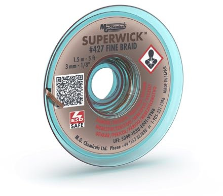MG Chemicals, Entlötlitze # 5, Fine Braid Super Wick mit RMA Flux, Länge: 1,5 m, Breite: 0,3 cm, Braun