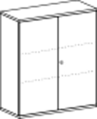 Büro-Flügeltürenschrank, BxTxH 1200x425x1152 mm, 3 OH, 2 Böden, Schloss, ahorn