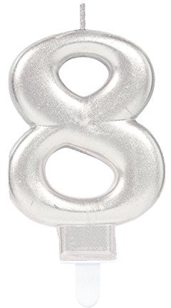 (PKT) Adult Metallic Silver Candle Number 8