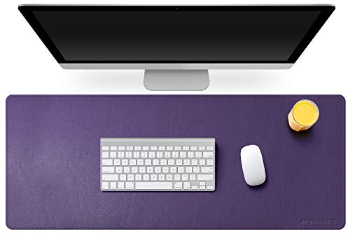Mydours 95x40cm PU Leather Desk Pad Waterproof Desk Protective Mat Office Writing pad Gaming Keyboard Mouse Pad for Home/Offiee (Purple)