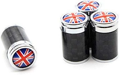 4 Teile/Satz Kupfer + Kohlefaser England Flagge Stil Reifen Ventilkappe Reifen Radschaft Luftventilkappen für Auto Autos