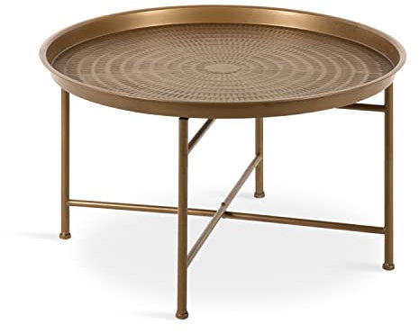 Kate and Laurel Mahdavi Boho-Chic Tablett aus gehämmertem Metall, Dunkelgold