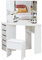 CLIPOP Set di Tavolo da Trucco ad angolo, Postazione Trucco Angolare con 3 specchi e 5 cassetti, 1 sgabello, scrivania per trucchi, camera da letto e ragazze
