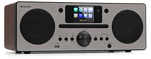 Auna Radio Portatile, Radio DAB con Bluetooth e Lettore CD, Radio FM/DAB/DAB+, Sistema Stereo AUX, Radio Dab Casa con Display TFT, Telecomando, Sveglia, MP3 e Streaming, Radio Vintage in Legno 30W