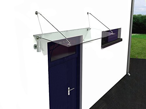 190 x 90 cm Glasvordach Vordach Türvordach Türdach Haustür Klarglas Glas Edelstahl VSG