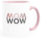 SpecialMe® Kaffee-Tasse mom wow Wortspiel Geschenk Muttertag Weihnachten Ostern Dankeschön Geschenk inner-rosa Keramik-Tasse