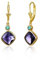 E Jewelry Orecchini Pendenti da Donna in Argento Sterling 925 con Cristalli Quadrati Viola, Orecchini ipoallergenici da Donna Placcati in Oro 14 carati