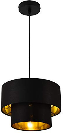 lux.pro Hängeleuchte Lopar E27 Deckenleuchte Hängelampe 30 cm Metall Stoff Schwarz-Gold