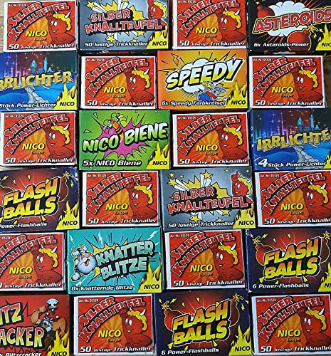 Jugendfeuerwerk I Knallbonbons I Silvester Party I Tisch Feuerwerk I über 150 Effekte MEGA Packung I 12 Packungen XXL Pack I bis 29.12 bestellen und bis 31.12 erhalten